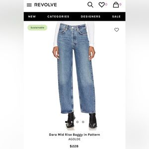 AGOLDE Dara Baggy Tapered Barrel Jean - 26 (Like New)